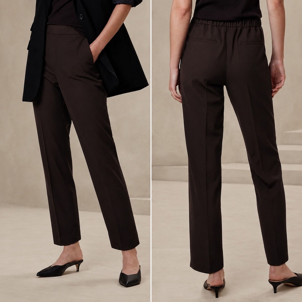 Banana Republic Hayden Pants 6 Brown Pull On Career Office Minimalist Stretch